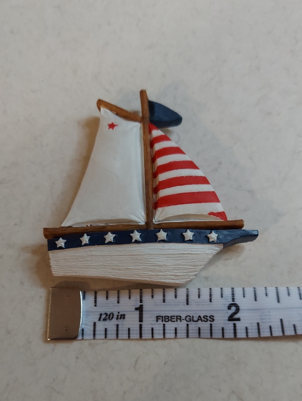 Nautical Sailboat refrigerator magnets - Set Of 2 - Blue, White & Red Vintage - Picture 7 of 10